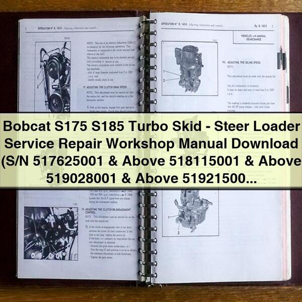 Bobcat S175 S185 Turbo Skid-Steer Loader Service Repair Workshop Manual