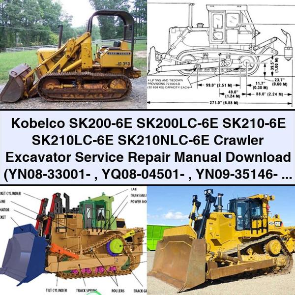 Kobelco SK200-6E SK200LC-6E SK210-6E SK210LC-6E SK210NLC-6E Crawler Excavator Service Repair Manual (YN08-33001- YQ08-04501- YN09-35146- YQ09-04933-)