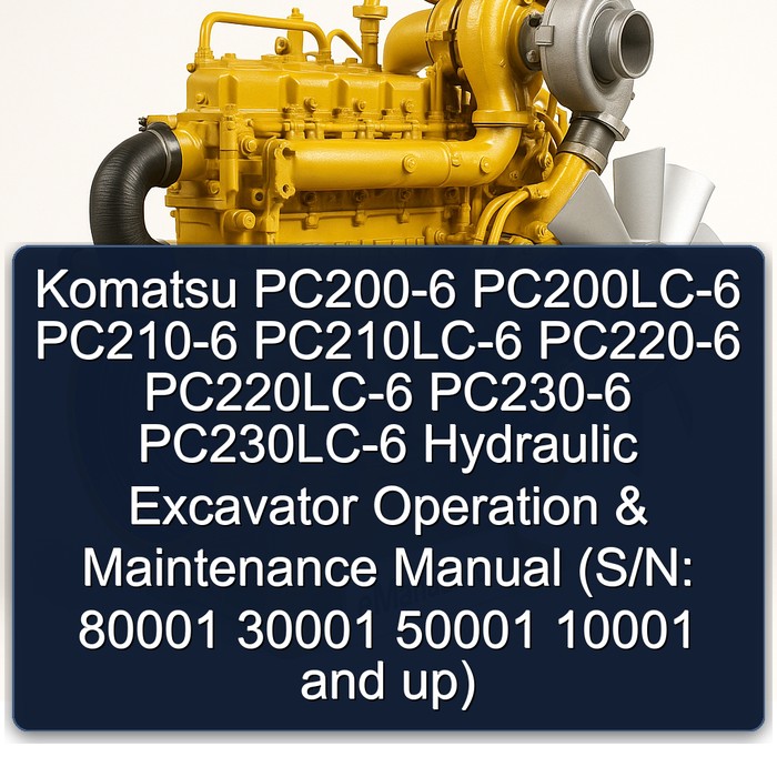Komatsu PC200-6 PC200LC-6 PC210-6 PC210LC-6 PC220-6 PC220LC-6 PC230-6 PC230LC-6 Hydraulic Excavator Operation & Maintenance Manual (S/N: 80001 30001 50001 10001 and up)