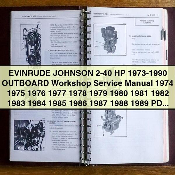 Evinrude Johnson 2-40 HP Outboard Workshop Service Repair Manual 1973-1990