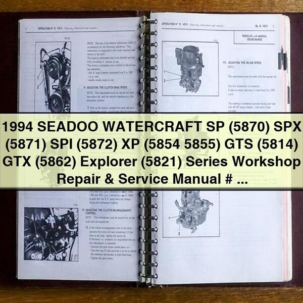 1994 SEADOO WATERCRAFT SP, SPX, SPI, XP, GTS, GTX, Explorer Series Workshop Repair & Service Manual