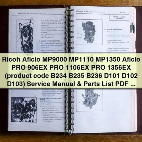 Ricoh Aficio MP9000 MP1110 MP1350 Aficio PRO 906EX PRO 1106EX PRO 1356EX Service Manual & Parts List