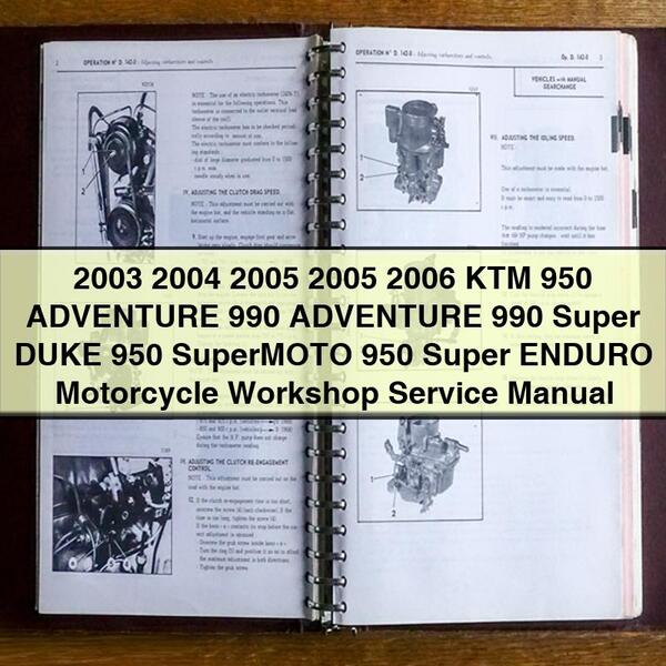 KTM 950 Adventure 990 Adventure 990 Super Duke Motorcycle Service Repair Manual
