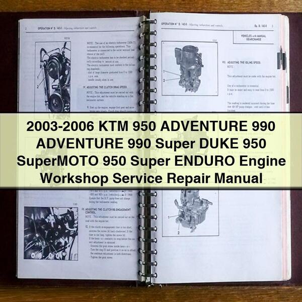 2003-2006 KTM 950 ADVENTURE 990 ADVENTURE 990 Super DUKE 950 SuperMOTO 950 Super ENDURO Engine Workshop Service Repair Manual Download PDF - Click Image to Close