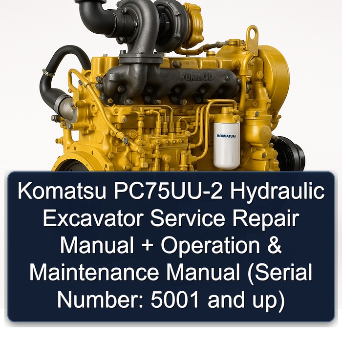 Komatsu PC75UU-2 Hydraulic Excavator Service Repair Manual + Operation & Maintenance Manual (Serial Number: 5001 and up)