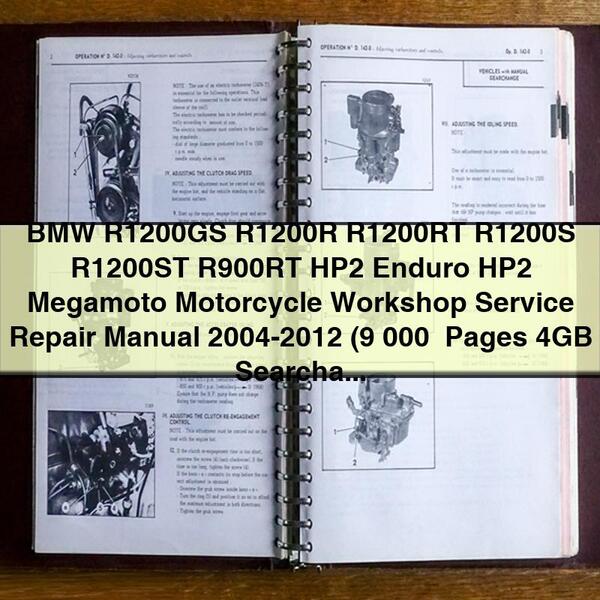 BMW R1200GS R1200R R1200RT R1200S R1200ST R900RT HP2 Enduro HP2 Megamoto Motorcycle Workshop Service Repair Manual 2004-2012