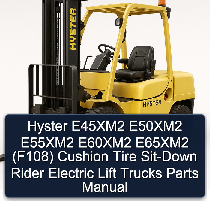 Hyster E45XM2 E50XM2 E55XM2 E60XM2 E65XM2 (F108) Cushion Tire Sit-Down Rider Electric Lift Trucks Parts Manual