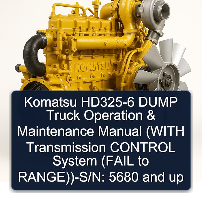 Komatsu HD325-6 DUMP Truck Operation & Maintenance Manual (WITH Transmission CONTROL System (FAIL to RANGE))-S/N: 5680 and up