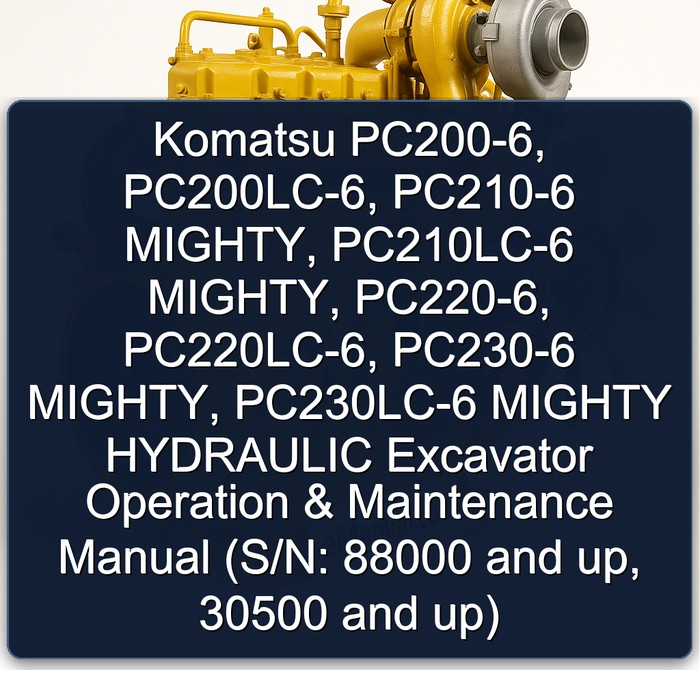 Komatsu PC200-6, PC200LC-6, PC210-6 MIGHTY, PC210LC-6 MIGHTY, PC220-6, PC220LC-6, PC230-6 MIGHTY, PC230LC-6 MIGHTY HYDRAULIC Excavator Operation & Maintenance Manual (S/N: 88000 and up, 30500 and up)