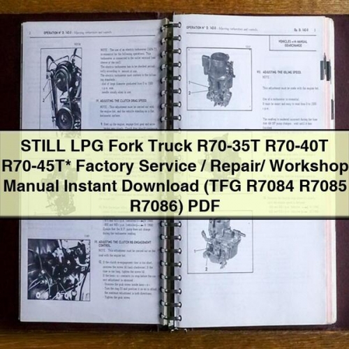 STILL LPG Fork Truck R70-35T R70-40T R70-45T Factory Service Repair Workshop Manual (TFG R7084 R7085 R7086)