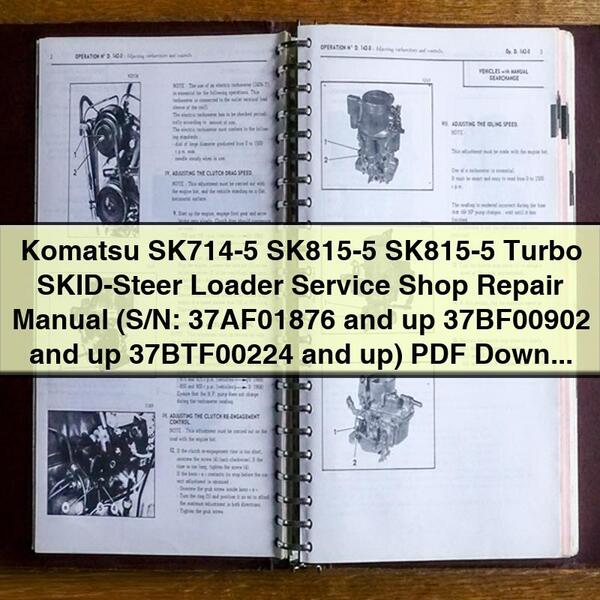 Komatsu SK714-5 SK815-5 SK815-5 Turbo Skid-Steer Loader Service Shop Repair Manual
