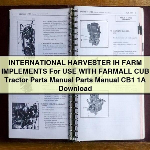 INTERNATIONAL HARVESTER IH FARM IMPLEMENTS For USE WITH FARMALL CUB Tractor Parts Manual PDF Download