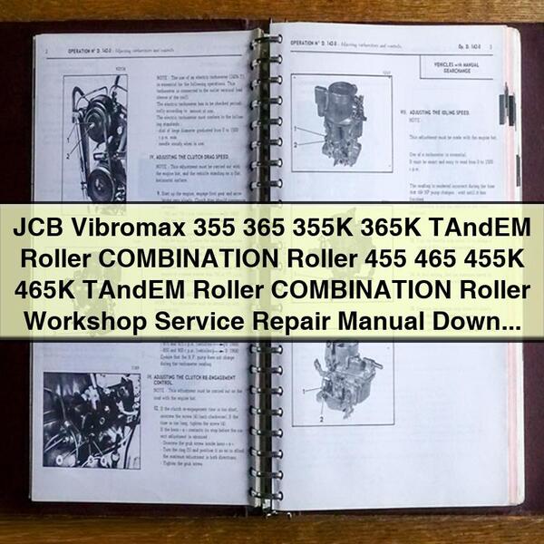 JCB Vibromax 355, 365, 355K, 365K Tandem and Combination Roller Workshop Service Repair Manual