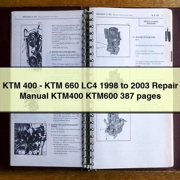 KTM 400 - KTM 660 LC4 1998 to 2003 Repair Manual KTM400 KTM600 387 pages PDF Download - Click Image to Close