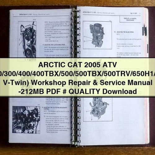 ARCTIC CAT 2005 ATV (200/300/400/400TBX/500/500TBX/500TRV/650H1/650 V-Twin) Workshop Repair & Service Manual PDF