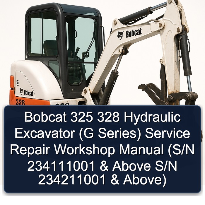 Bobcat 325 328 Hydraulic Excavator (G Series) Service Repair Workshop Manual (S/N 234111001 & Above S/N 234211001 & Above)